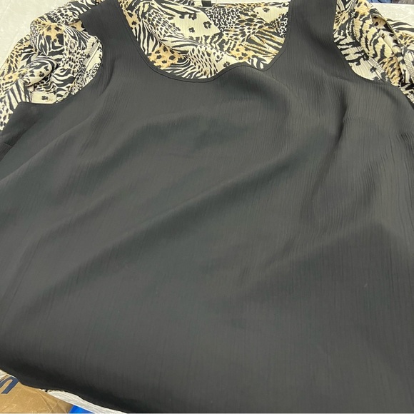 Notations animal print button down leopard tiger xl blouse attached black tank - Picture 10 of 14